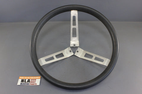 Boat 14in Steering Wheel Rubber Handle Stainless 3-Spoke Marine 80's Helm DetMar