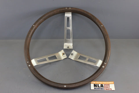 MerCruiser OMC Steering wheel Chrome Wood Grain Handle Boat Marine Helm Cap