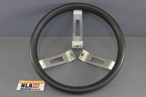 Boat 12in Steering Wheel Rubber Handle Stainless 3-Spoke Marine 80's Helm DetMar