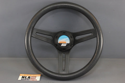 Boat Steering 12.5-in Wheel Four Winns Glastron Black 3-Spoke Helm Cap Cover