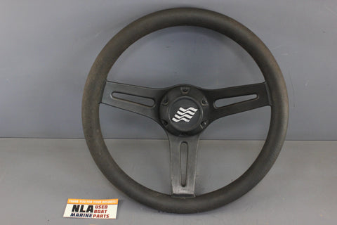 Boat Steering 13-in Wheel Four Winns Glastron Black 3-Spoke Helm Cap Cover