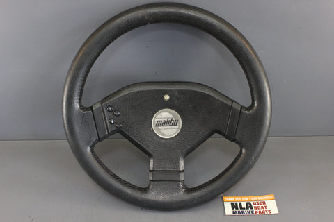 Malibu Computron Steering Wheel 13-1/2 in Black Rubber Grip 3-Spoke Cap Cover