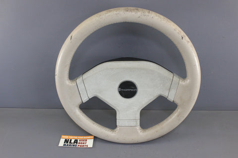 Boat Steering Wheel 13-1/2 in Thompson White Rubber Grip 3-Spoke Cap Cover