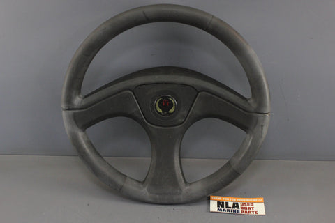 Boat Steering Wheel 12-3/4 in Teleflex Black Rubber Grip 3-Spoke Helm Cap Cover