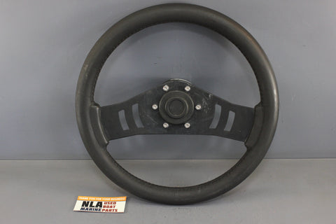 Boat Steering Wheel Leather Rubber Grip Black 2-Spoke 13-1/2" Nuova Raid Italy