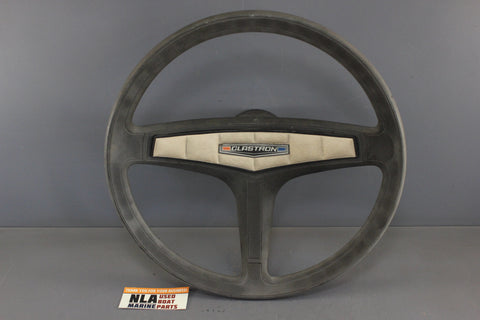 Glastron Steering Wheel 14-1/4 in Black Plastic Grip Vintage 3-Spoke Cap Cover