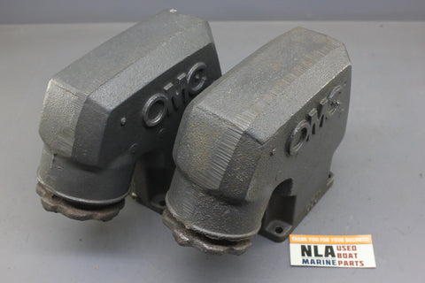 OMC 909863 0909863 Exhaust Elbows Riser Stringer V8 305 350 5.7L High Rise Pair